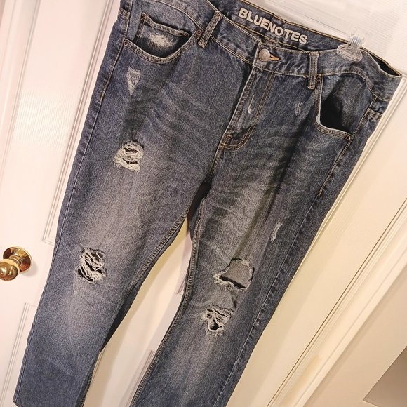 Bluenotes Tall Jeans Slim Distressed Blue Men's Size 38 Long Inseam 32 - Picture 7 of 16